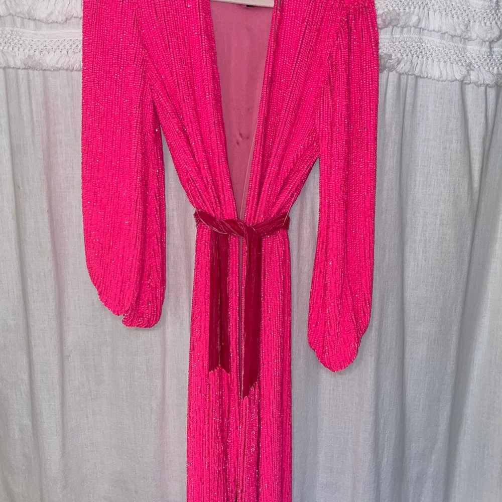 x REVOLVE Gabrielle Robe Dress in Pink Ultra - Picture 2 of 9